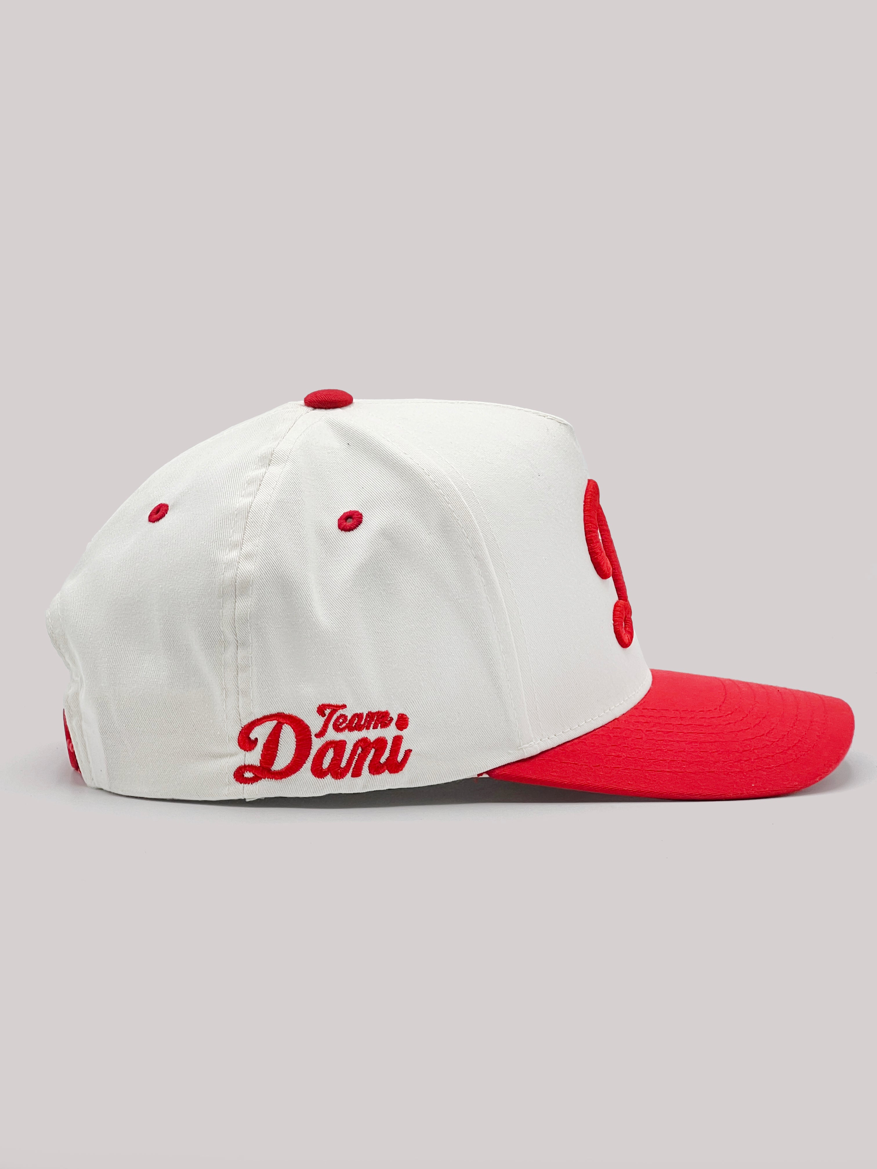 Team Dani BRAVE HEART D❤️ A-Frame Snapback Hat - Cream/Red