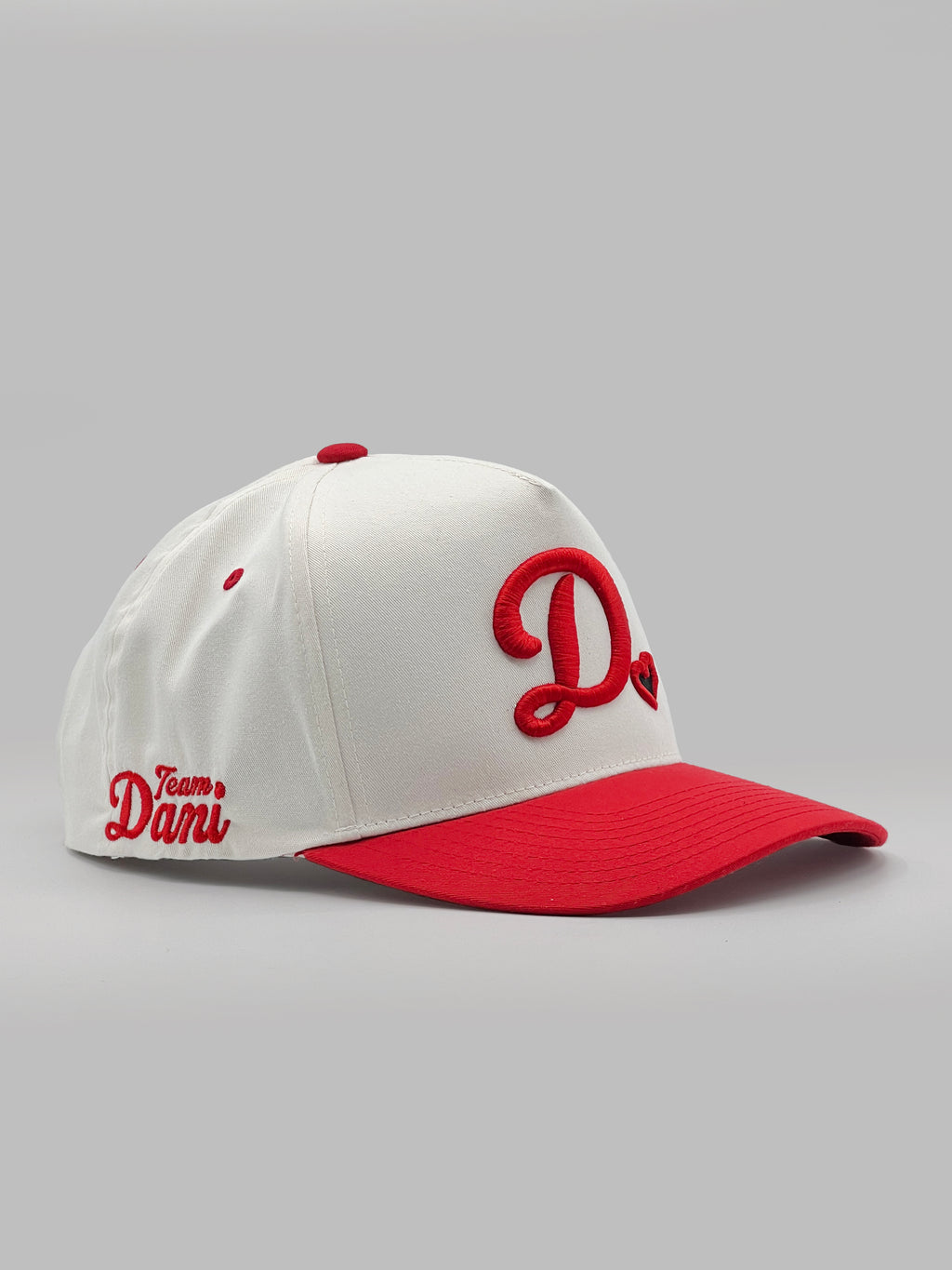 Team Dani BRAVE HEART D❤️ A-Frame Snapback Hat - Cream/Red