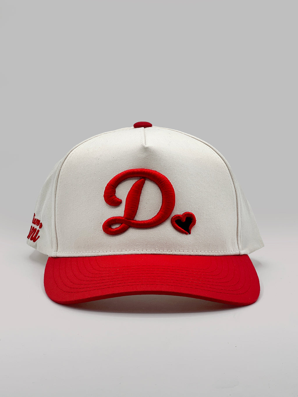 Team Dani BRAVE HEART D❤️ A-Frame Snapback Hat - Cream/Red